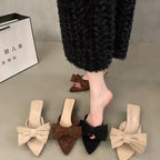 Damen hochwertige Slipper mit Schleifenverzierung R&B