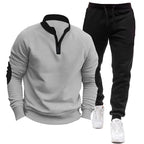 Herren Sportliches Hoodie- und Jogginganzug-Set mit kontrastierenden Ärmelakzenten R&B