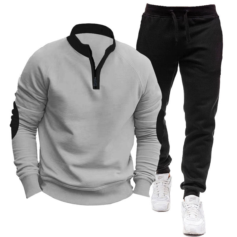 Herren Sportliches Hoodie- und Jogginganzug-Set mit kontrastierenden Ärmelakzenten R&B