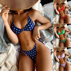 Damen Triangel-Bikini mit hochwertigem Punktmuster und verstellbaren Bändern
