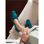 Damen elegante Ballerinas mit feinem Riemen und zarter Schleife R&B