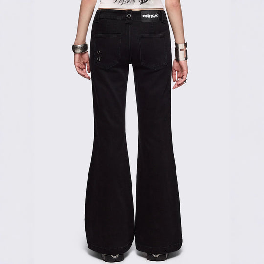 Damen Flared Jeans mit dekorativen Ösen R&B