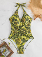 Damen Einteiler Badeanzug mit floralem Kaktusdesign R&B