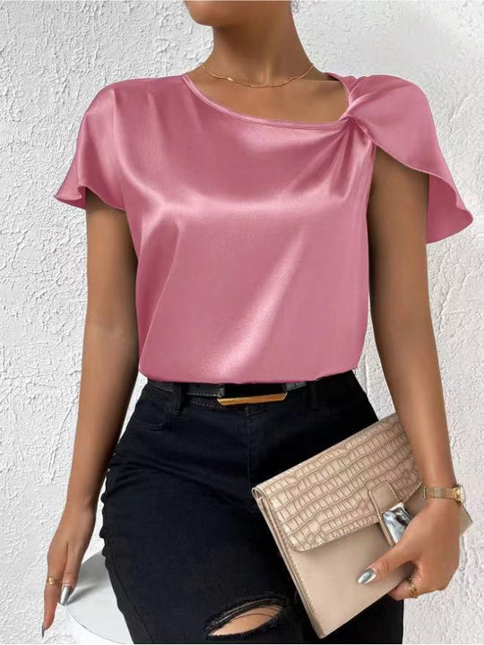 Damen Elegantes Top mit asymmetrischem Schnitt und feinem Glanz R&B