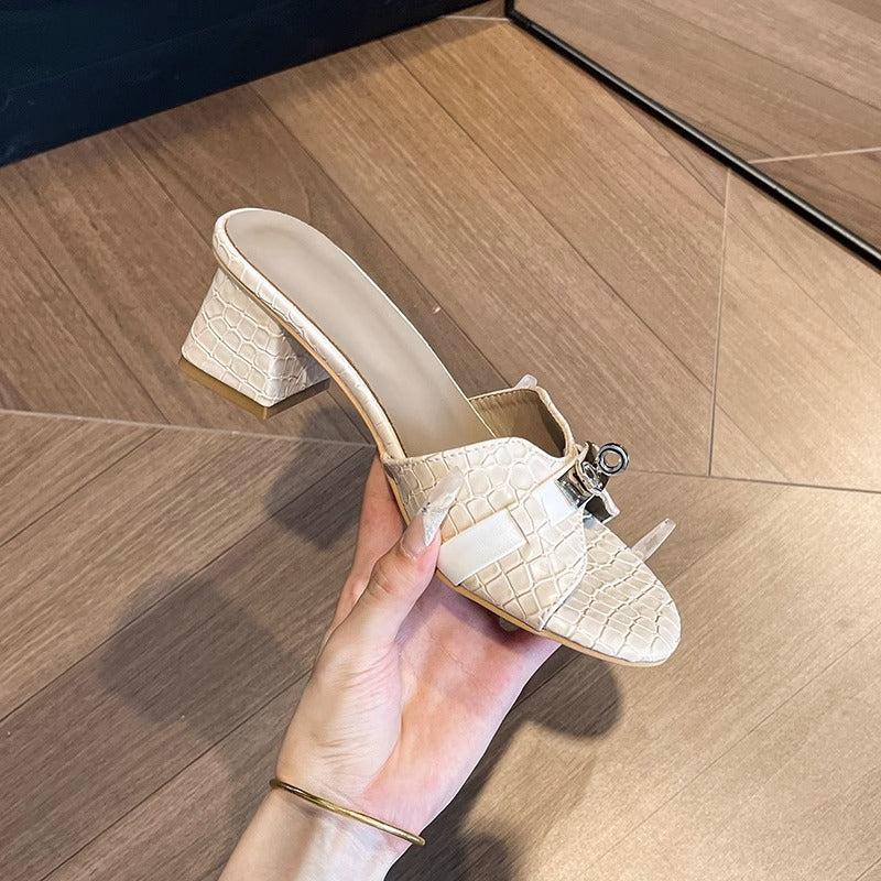 Damen Sling-Pumps mit elegantem Kettenakzent und modischem Schlangenlederdesign R&B