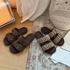 Damen Komfortable Zehentrenner-Sandalen mit modischem Rüschen-Design