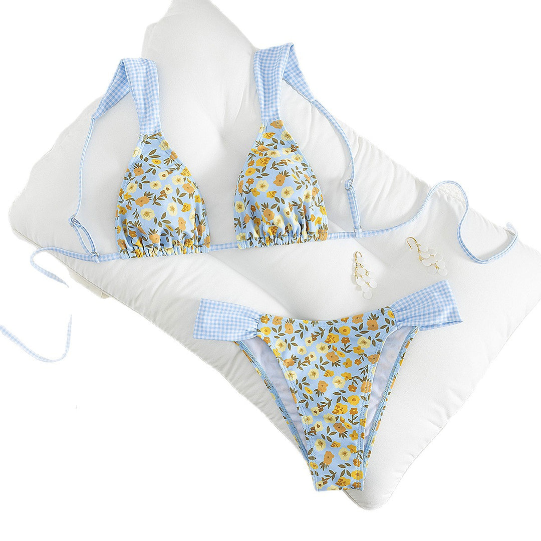 Damen Triangle-Bikini mit floralem Design und verstellbaren Trägern R&B