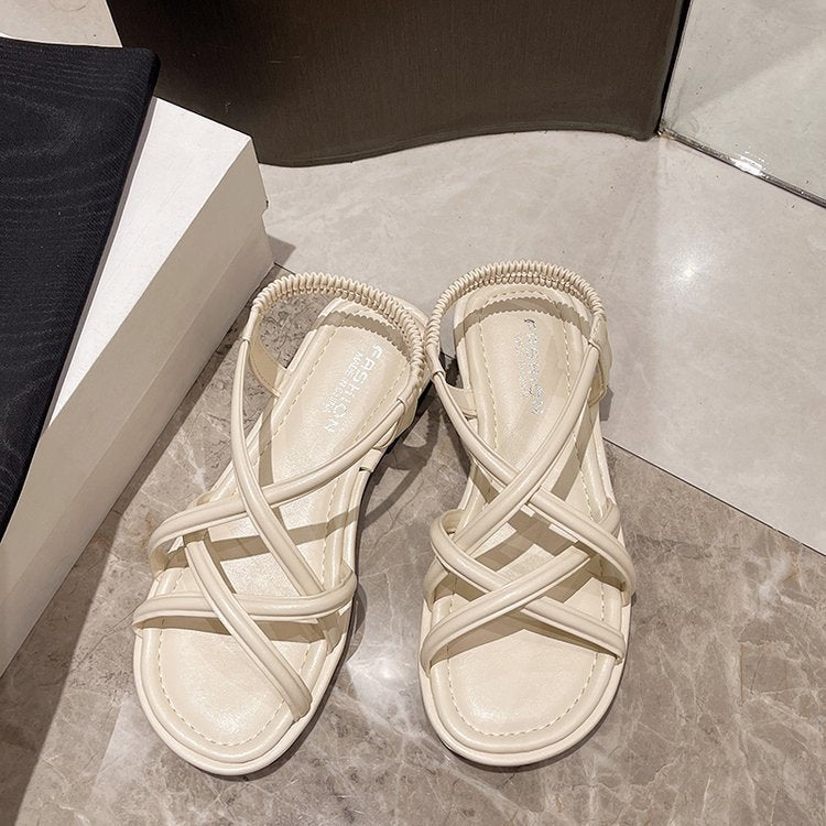 Damen Riemensandalen mit flexiblem Gummizug und geschlungenem Design R&B