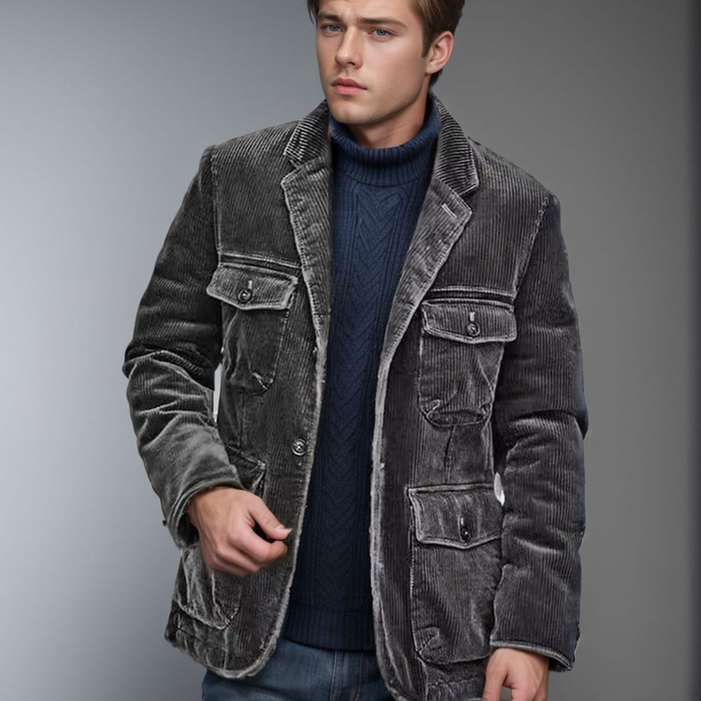 Damen lässige Cordjacke mit aufgesetzten Taschen R&B