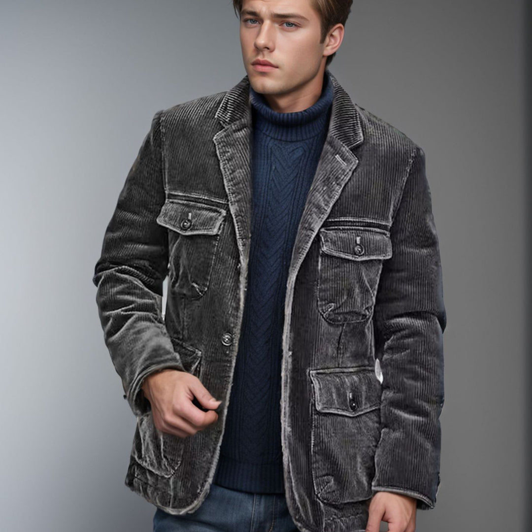 Damen lässige Cordjacke mit aufgesetzten Taschen R&B