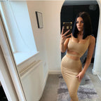 Damen Stylisches Obergarderoben-Set mit Crop-Top und figurbetonendem Rock R&B