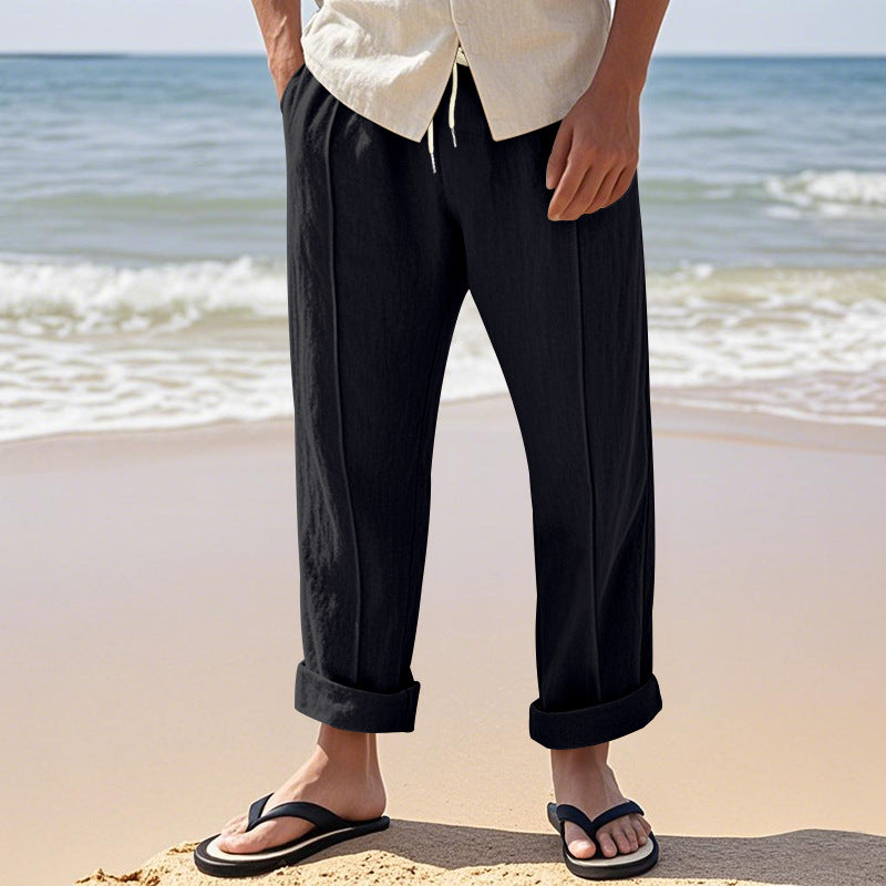 Herren lässige Strandhose mit verstellbarem Kordelzug und atmungsaktivem Material R&B