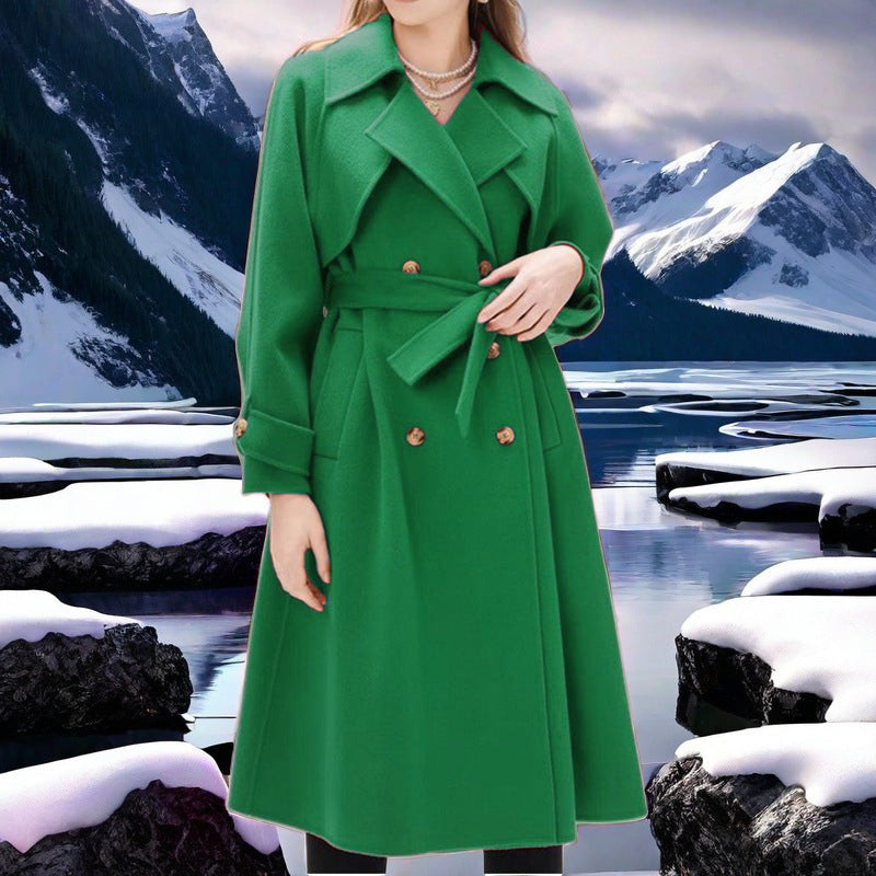Damen eleganter Trenchcoat mit doppelter Knopfleiste und tailliertem Schnitt R&B