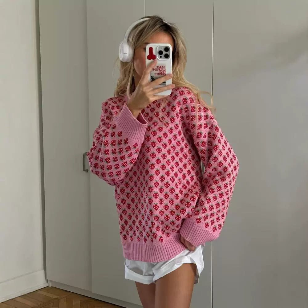 Damen Strickpullover mit floralen Mustern R&B