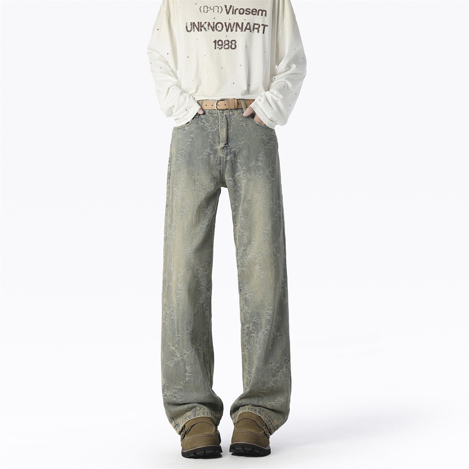 Herren Weite Jeans mit einzigartigem Muster und hohem Tragekomfort R&B