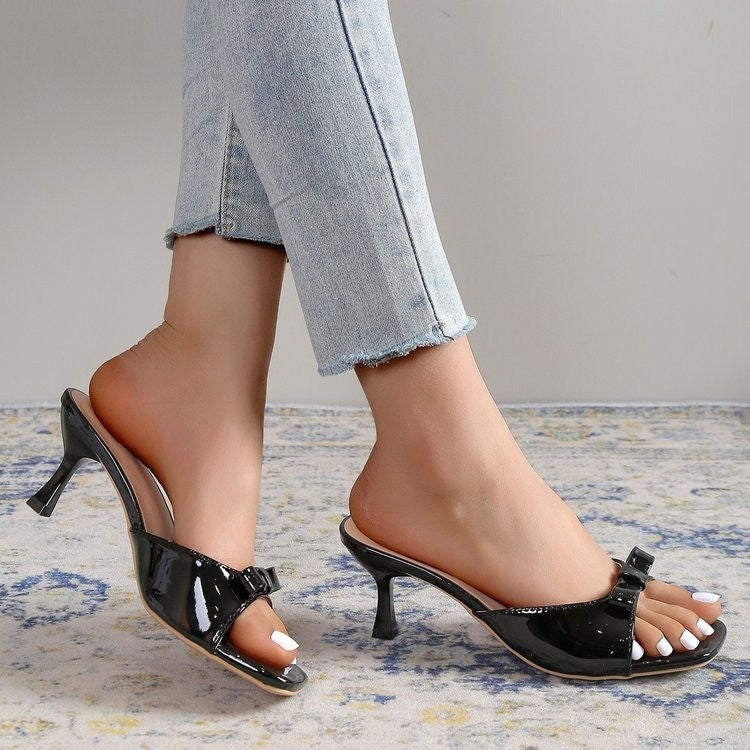Damen elegante Slingback-Pantoletten mit Schleifen-Detail R&B
