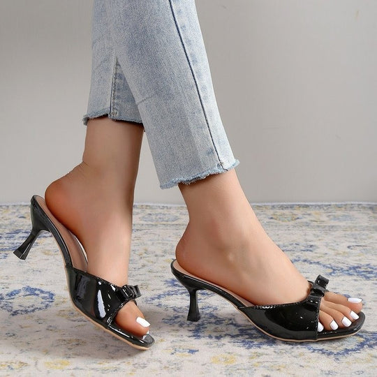 Damen elegante Slingback-Pantoletten mit Schleifen-Detail R&B