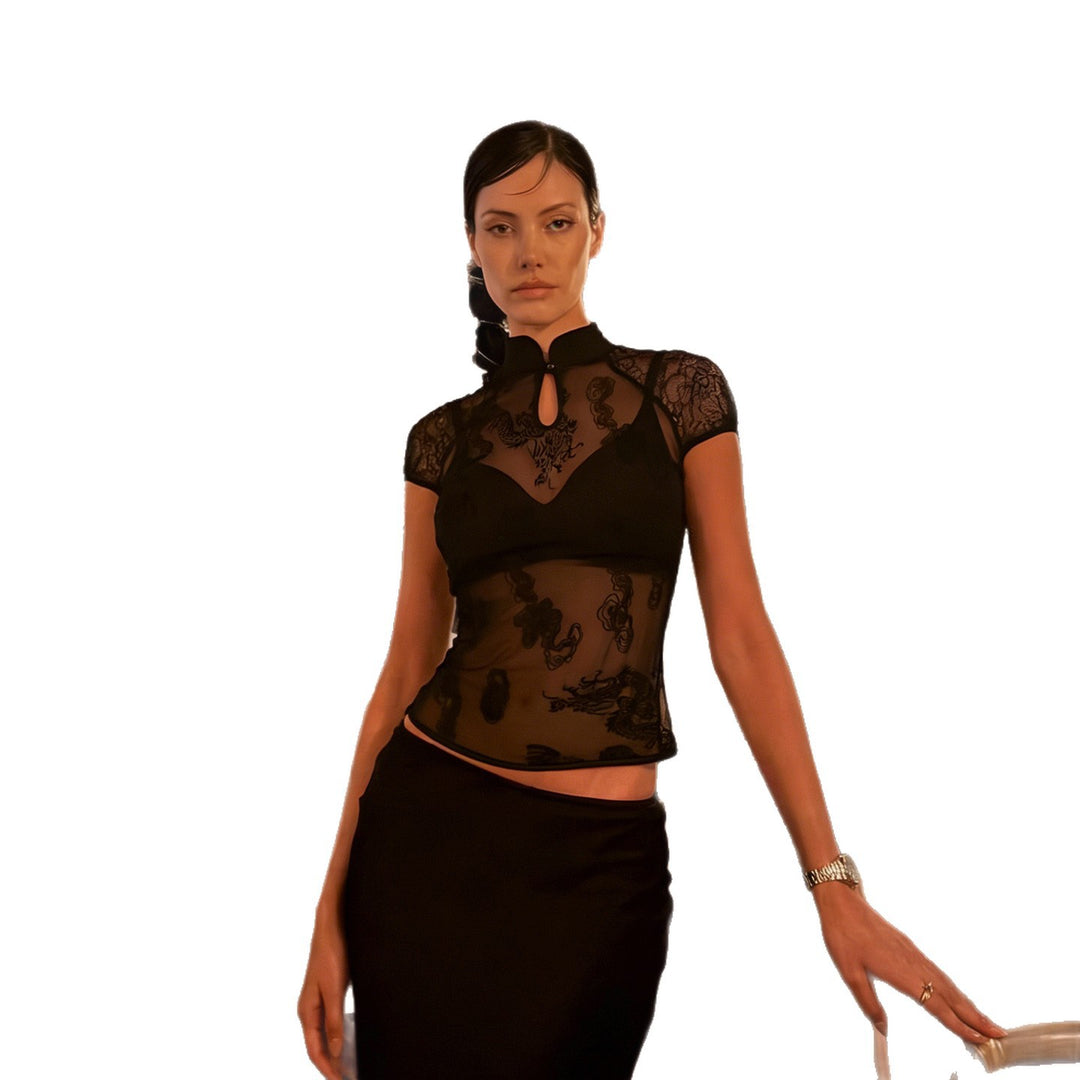 Damen elegante Spitzenbluse mit dezenten Akzenten R&B