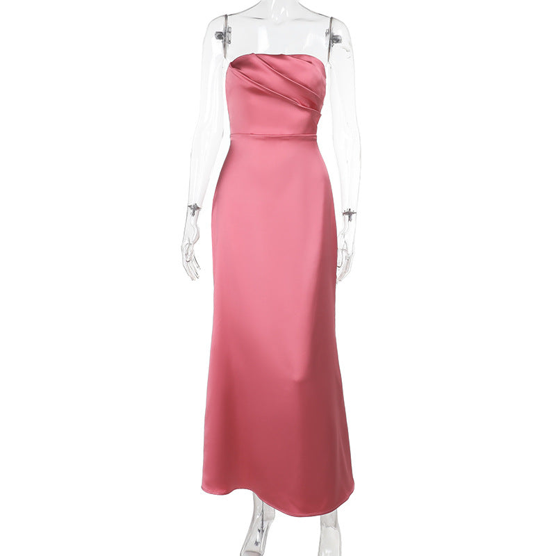 Damen Elegantes Satin-Maxikleid mit figurformendem Schnitt R&B
