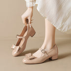 Damen Mary-Jane Ballerinas mit modischer Schleifenapplikation und komfortablem Absatz