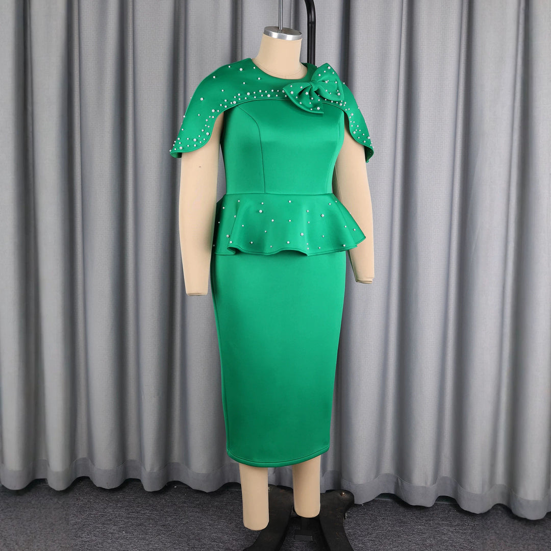 Damen Elegantes Cocktailkleid mit Taillenband und schicker Schößchen-Überwurf R&B