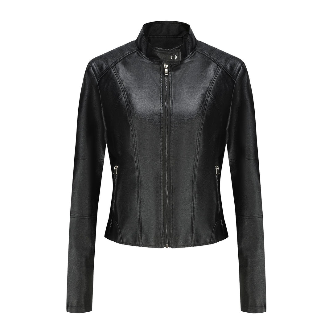 Damen Kunstlederjacke mit Reißverschlusstaschen