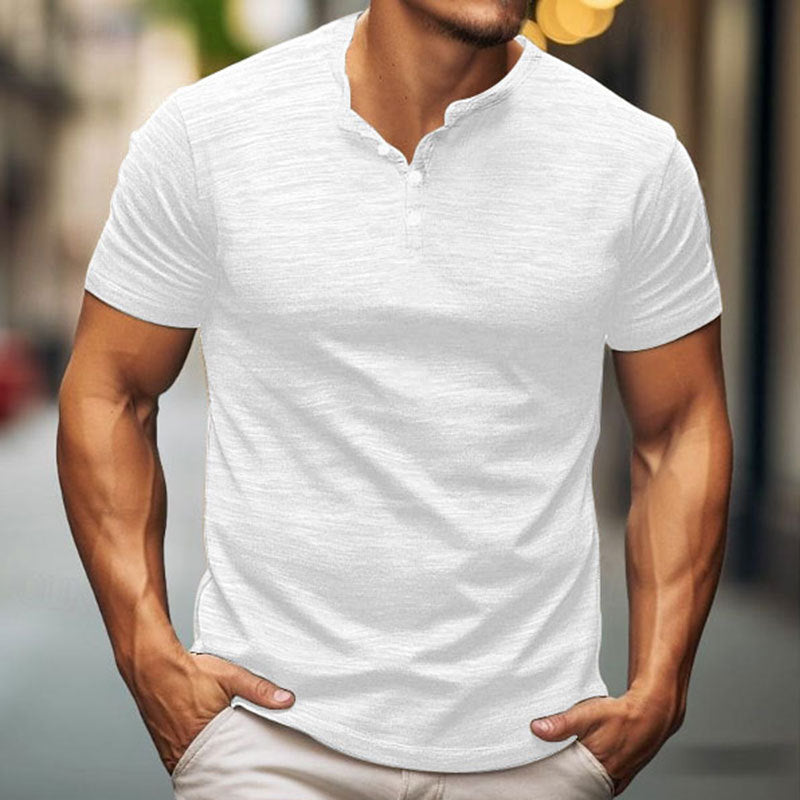 Herren Kurzarm-T-Shirt mit Knopfleiste R&B
