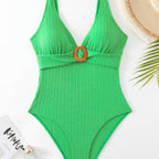 Damen One-Piece Badeanzug mit elegantem Holzring-Design R&B