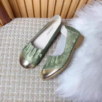 Damen Ballerinas mit modischem Falten-Design und glänzender Zehenkappe R&B