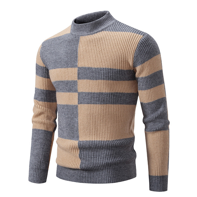 Herren moderner Rollkragenpullover mit strukturiertem Rippdesign
