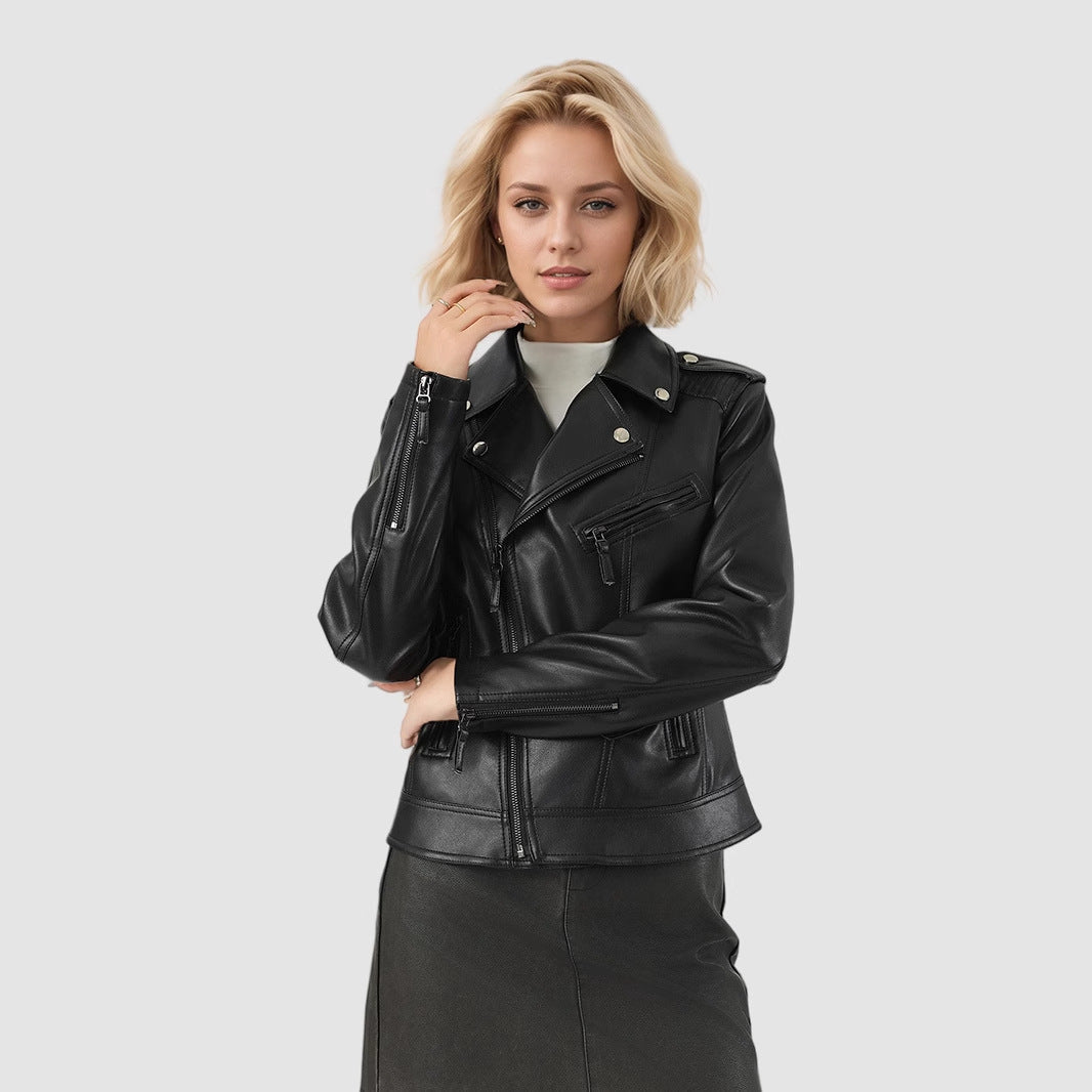Steppjacke Damen Übergang mit Ziernähten und Reißverschlüssen