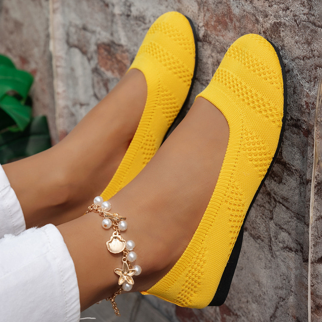 Damen Ballerinas mit elastischem Strickdesign und rutschfester Sohle R&B