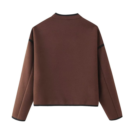 Damen elegante Blazerjacke aus hochwertigem Material mit Knopfverschluss R&B