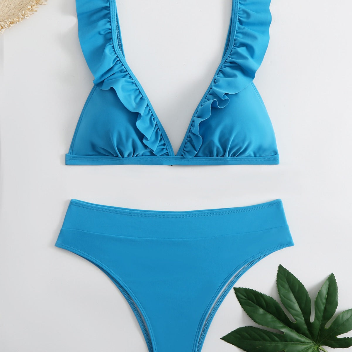 Damen Raffiniertes Triangel-Bikini-Set mit Rüschendetails R&B