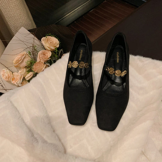 Damen Ballerina mit eleganten Metallic-Applikationen und bequemer Sohle R&B