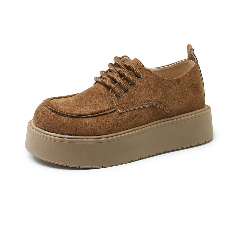 Damen modische Plateau-Schnürschuhe mit weichem Obermaterial und robustem Profil R&B