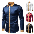 Herren Elegantes Langarmhemd mit Satin-Details R&B