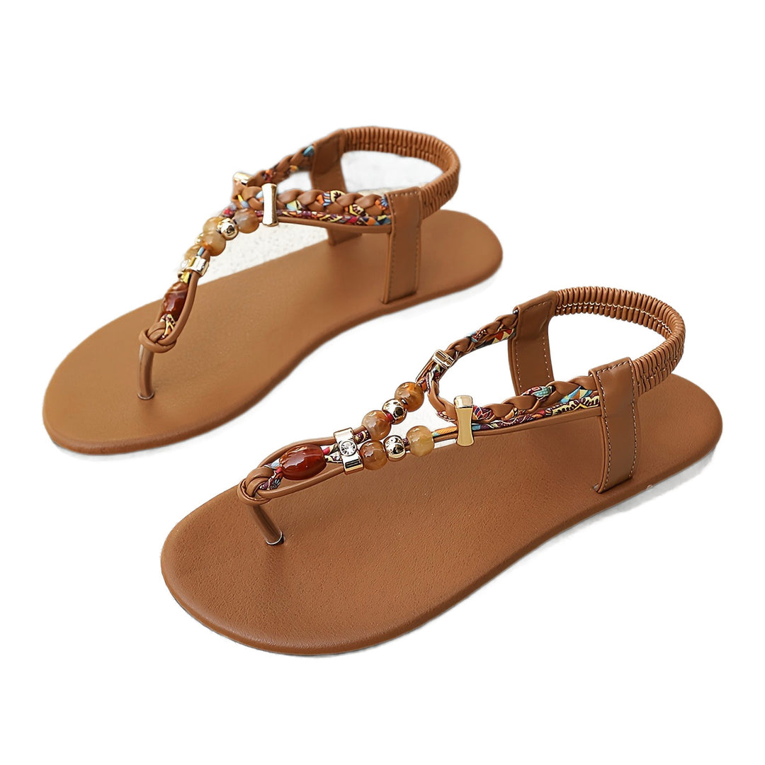 Damen Bequeme Glitzersandalen mit modischem Perlen-Design R&B
