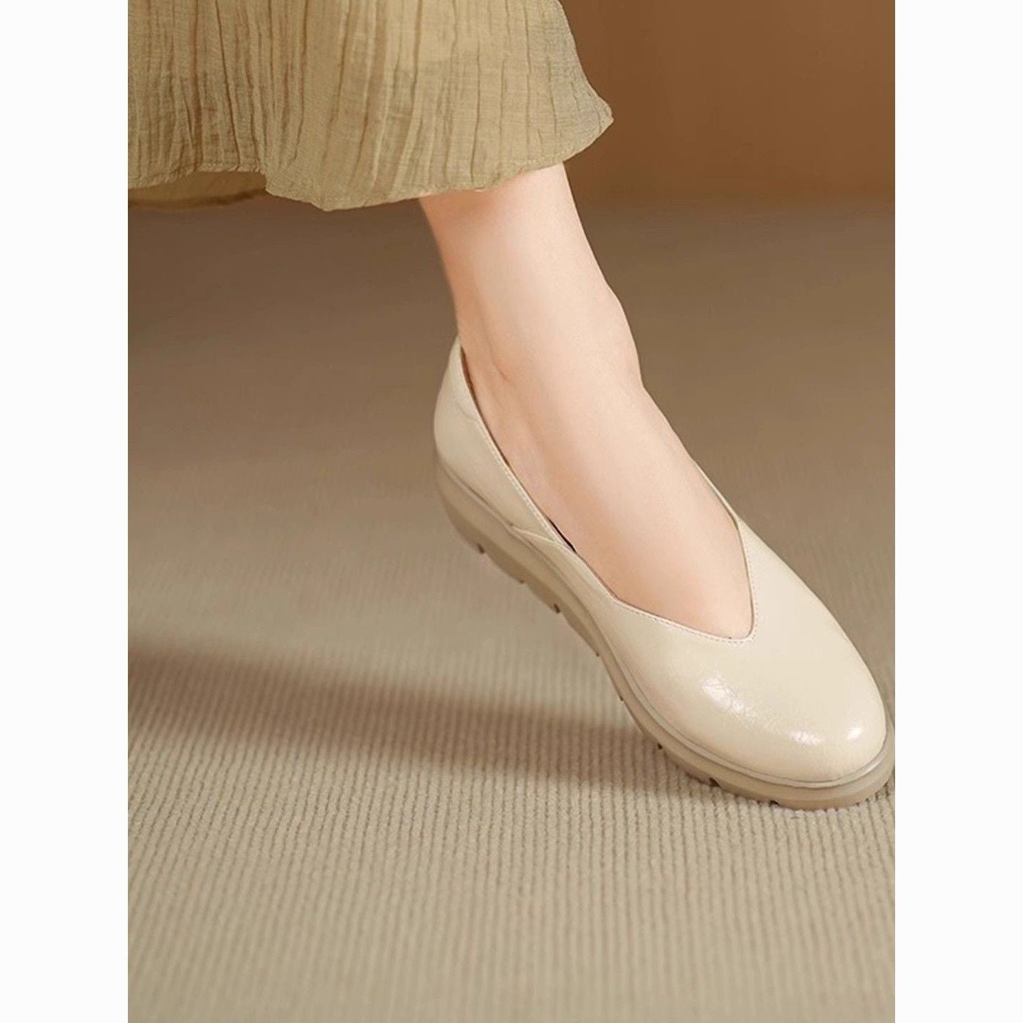 Damen bequeme Slip-On Ballerinas mit modischem Plateau R&B