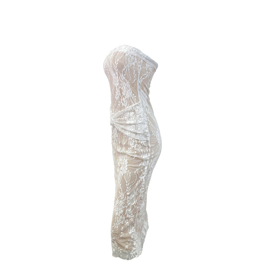 Damen Spitzenkleid mit figurformendem Design und elegantem Knotendetail R&B