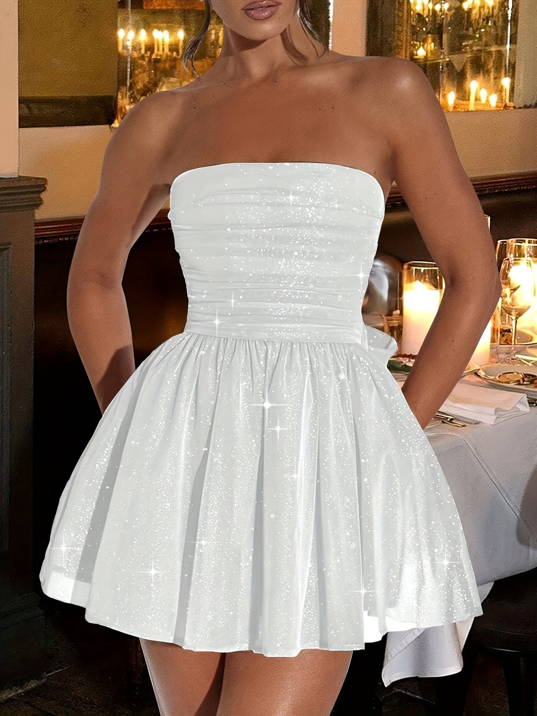 Damen Mini-Kleid im glamourösen Shimmer-Design R&B