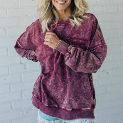 Damen Lässiger Oversized-Sweatshirt mit Rüschendetails R&B