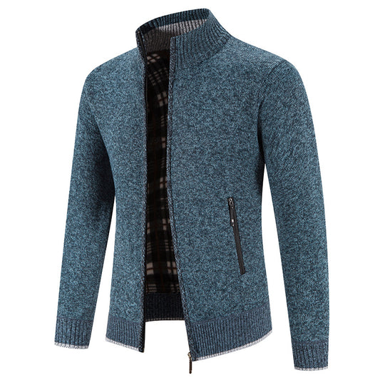 Herren Strickjacke mit hohem Kragen und praktischen Reißverschlusstaschen R&B