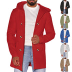 Herren modische Jacke mit Kapuze und doppelter Knopfleiste R&B