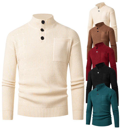 Herren Hochwertiger Pullover mit Modalmuster und Brusttasche R&B