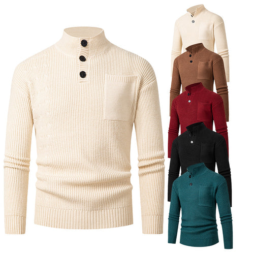 Herren Hochwertiger Pullover mit Modalmuster und Brusttasche R&B