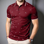 Herren Poloshirt mit modernem Druck und hochwertigem Baumwollmaterial