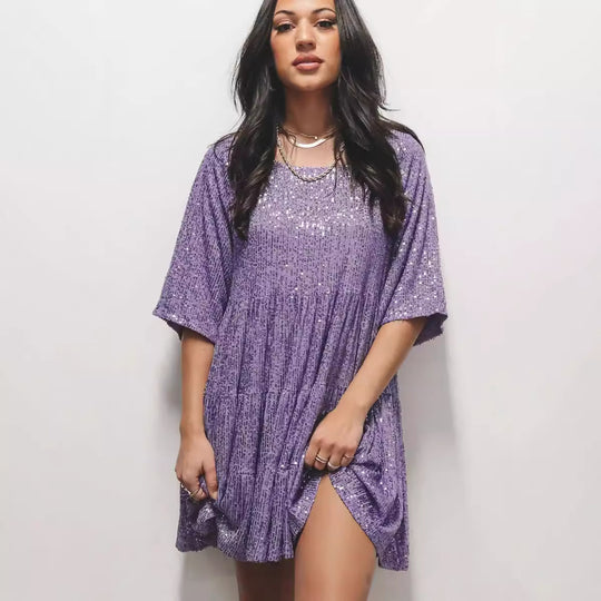 Damen Glitzerndes Kurzkleid R&B