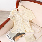 Damen Spitze Oberteil mit V-Ausschnitt und gerafftem Design R&B