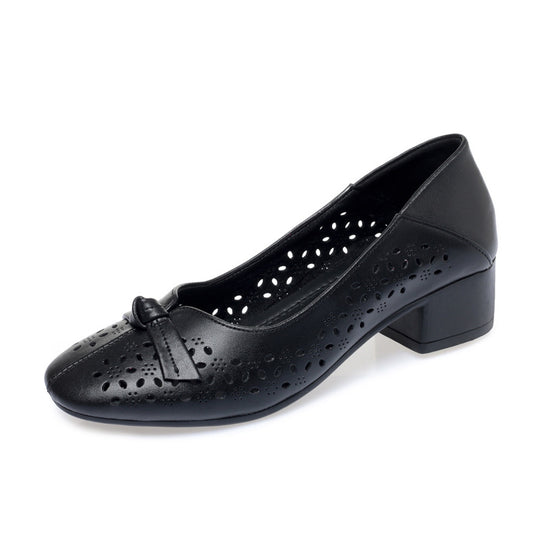 Damen Elegante und luftige Ballerinas mit modischem Lochdesign und komfortablem Absatz R&B
